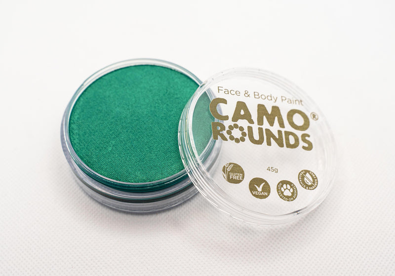 Camo Rounds® Face and Body Paint in Jade Color, Jade Green Shimmer