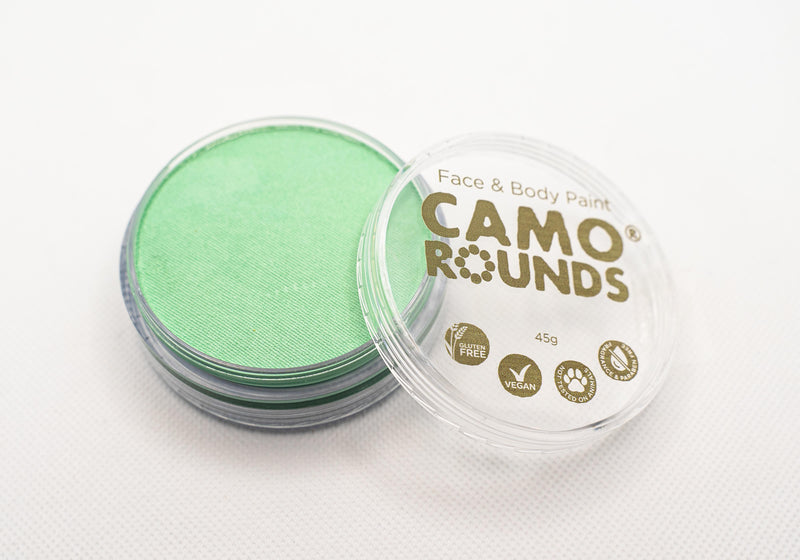 Camo Rounds® Face and Body Paint in Mint Color, Light Mint Green Shimmer