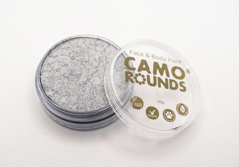 Camo Rounds® Face and Body Paint in Silver Color, Metallic