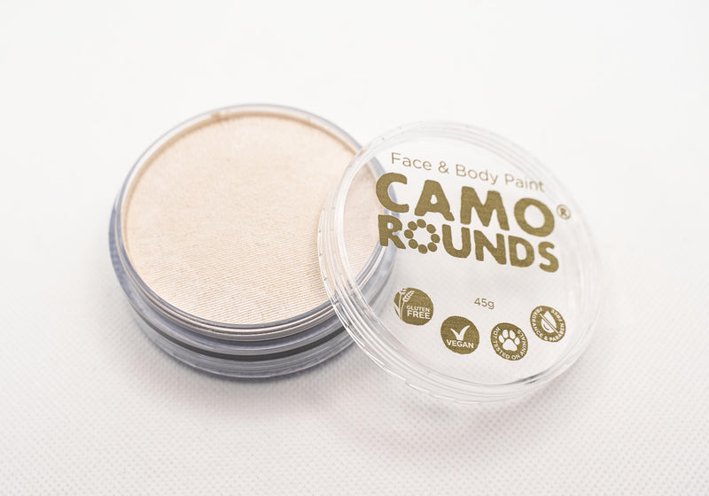 Camo Rounds® Face and Body Paint in Sparkle Color, White Shimmer